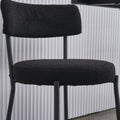 Set Of 2 Mid Century Modern Dining Chairs Teddy Fabric Upholstery Curved Back Metal Frame Black Elegant And Comfortable Kitchen Chairs Black Metal