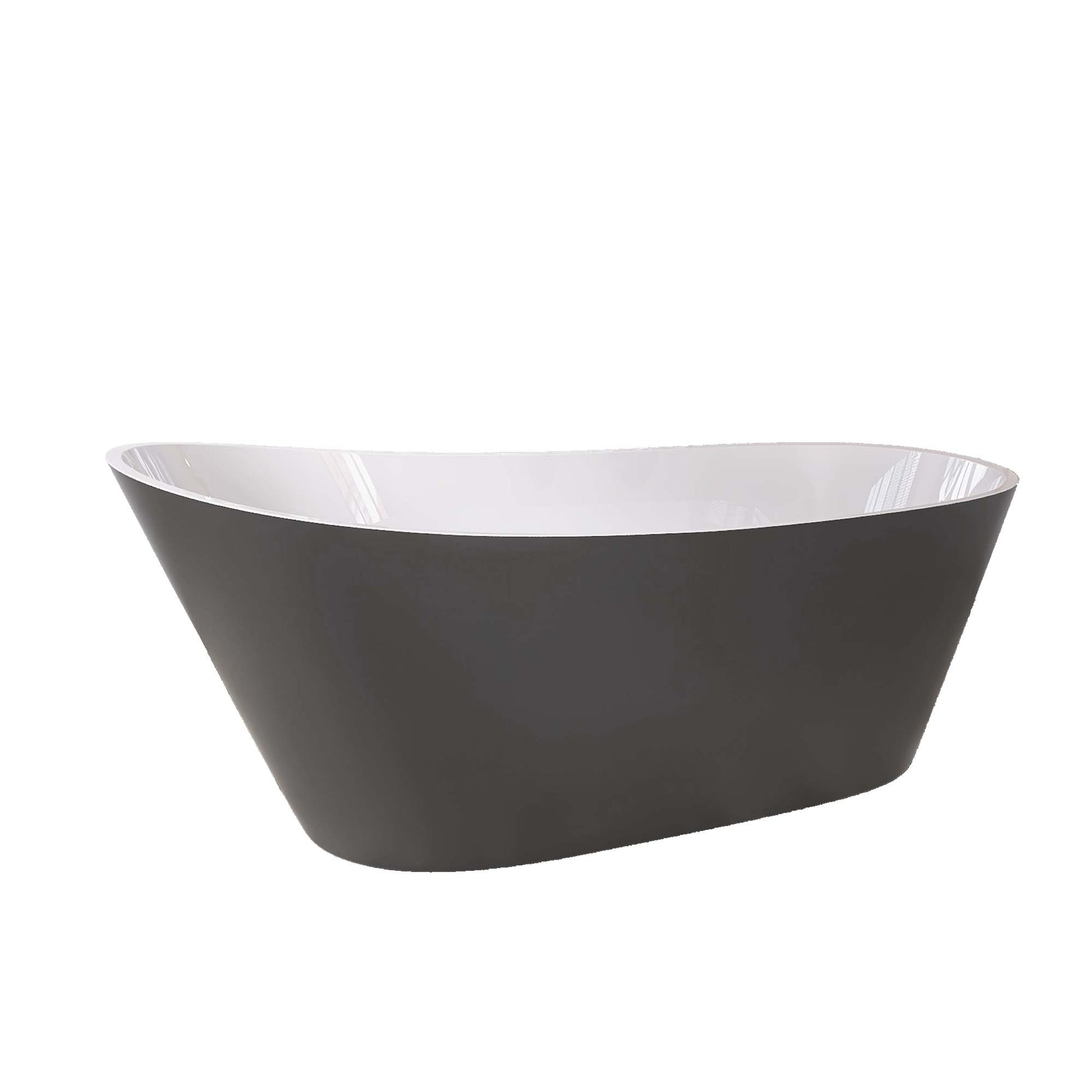 67" Acrylic Freestanding Bathtub Matte Grey Modern Stand Alone Soaking Bathtub, Brushed Nickel Drain And Minimalist Linear Design Overflow Included White Gray Oval Bathroom Freestanding Tubs Matte 61 69 In Contemporary,Modern,Vintage Soaking Center Front