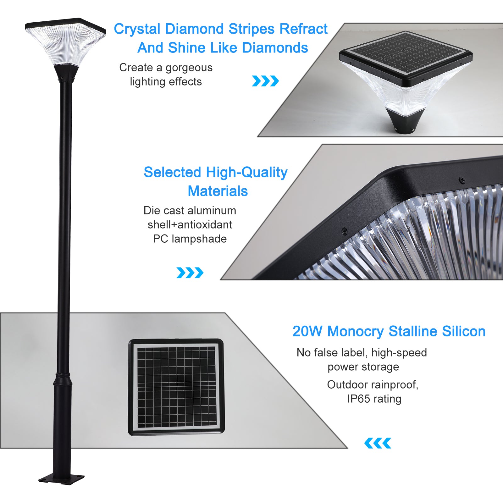 Solar Street Lamp Cap Black Pc Aluminium