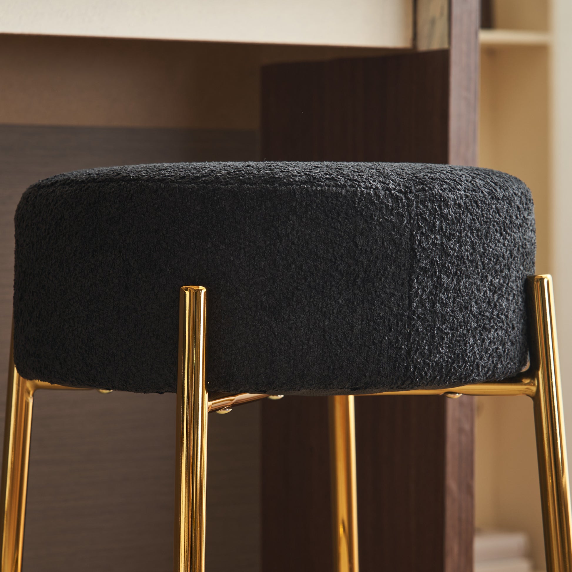 30" Tall, Round High Bar Stools, Set Of 2 Contemporary Upholstered Dining Stools For Kitchens, Coffee Shops And Bar Stores Includes Sturdy Hardware Support Legs Black Foam