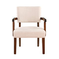 Fabric Accent Chair Set Of 2 With Round Wood Table, Decorative Slipper Chair Brown Espresso Primary Living Space Contemporary,Mid Century Modern,Modern Rubberwood Foam Rubber Wood