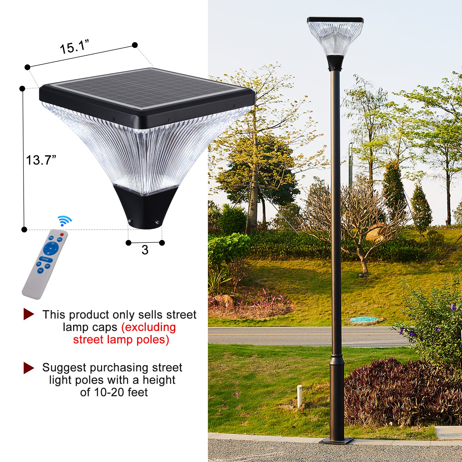 Solar Street Lamp Cap Black Pc Aluminium