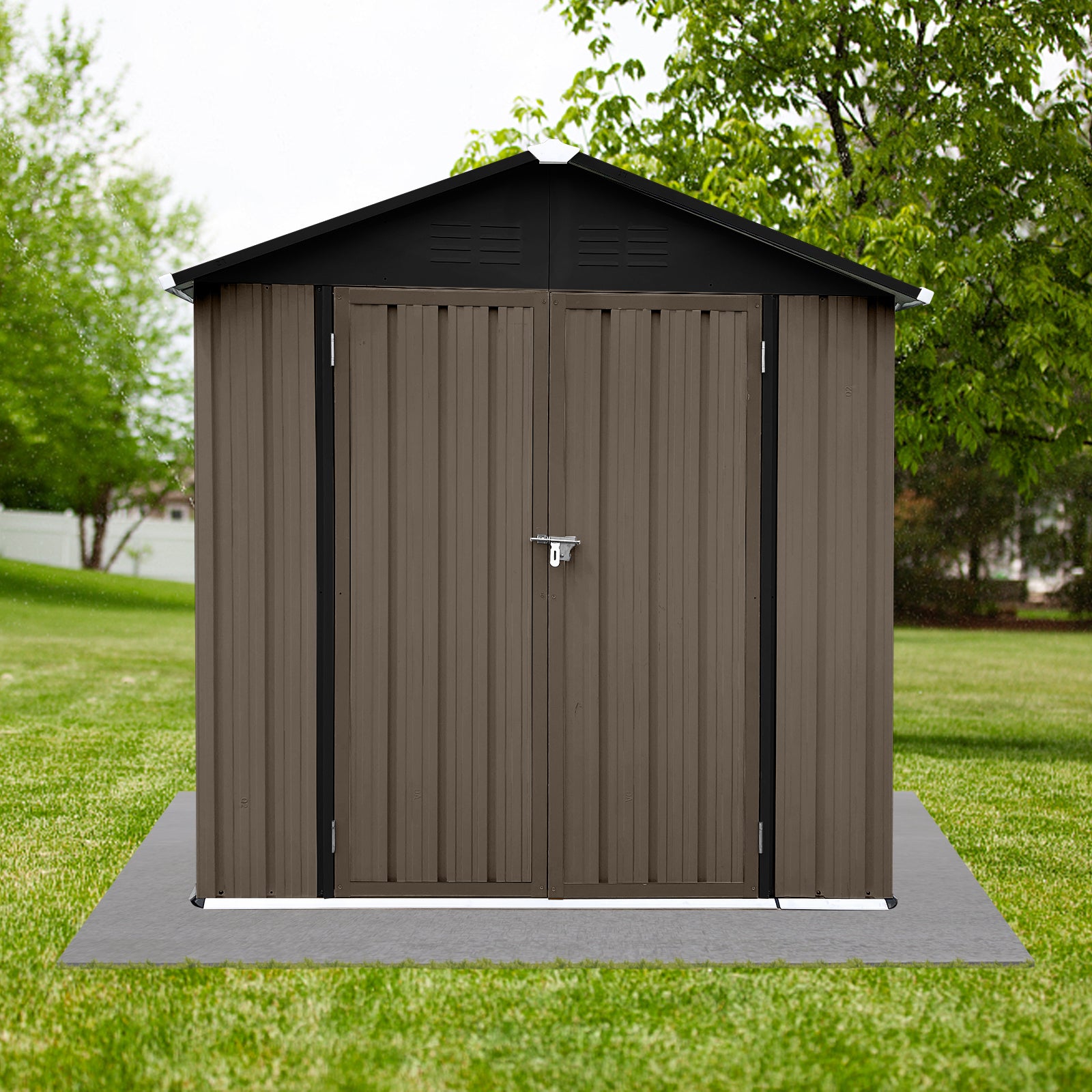 Out 4Ft 6Ft Apex Roof Brown Black Brown Metal