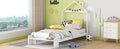 Twin Size Wood Platform Bed With House Shaped Headboard And Footboard Bench,White White Wood