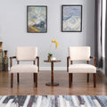 Fabric Accent Chair Set Of 2 With Round Wood Table, Decorative Slipper Chair Brown Espresso Primary Living Space Contemporary,Mid Century Modern,Modern Rubberwood Foam Rubber Wood