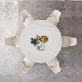 53 Inch Sintered Stone Carrara White Dining Table With 6Pcs Chairs White Dining Room American Design Sintered Stone