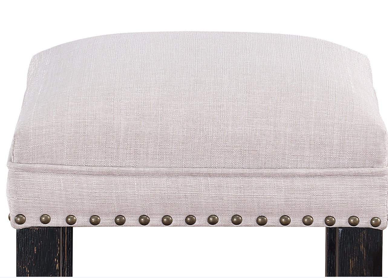 Farmhouse 24In Height Barstools For 34" 38" Counter Island Upholstered Stools Black White White Dining Room Antique Rubberwood Foam Burlap