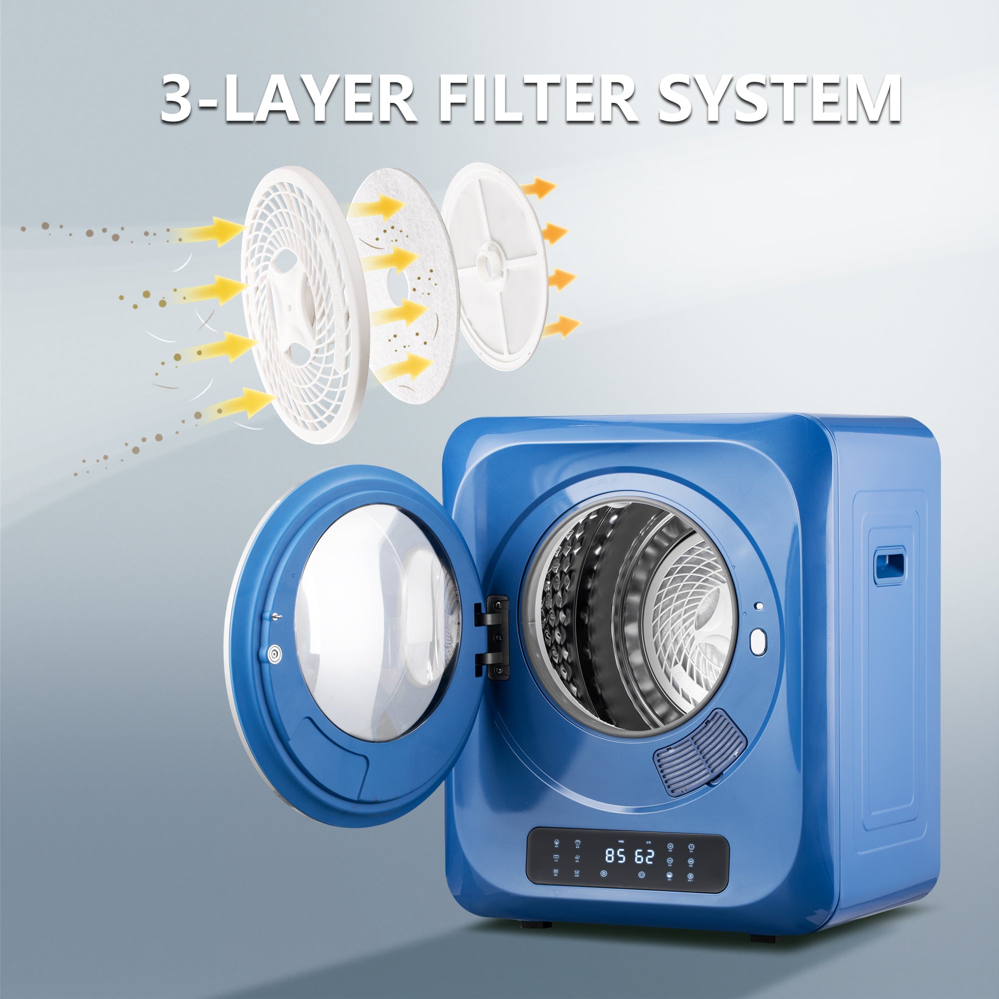 6.6lbs Portable Mini Cloth Dryer Machine FCC blue-abs+steel(q235)