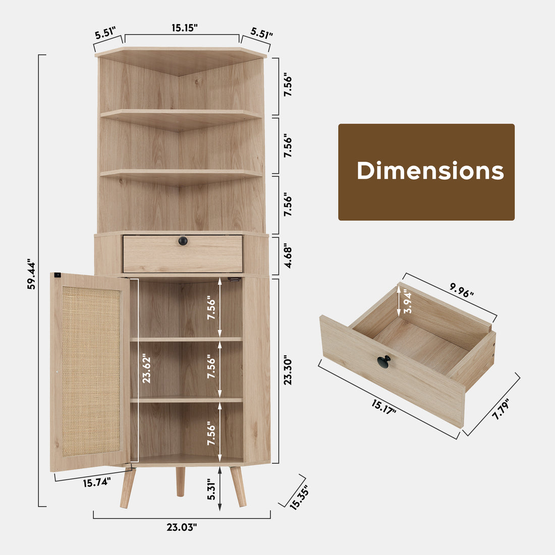 Corner Shelf With Cabinet, Multipurpose Corner