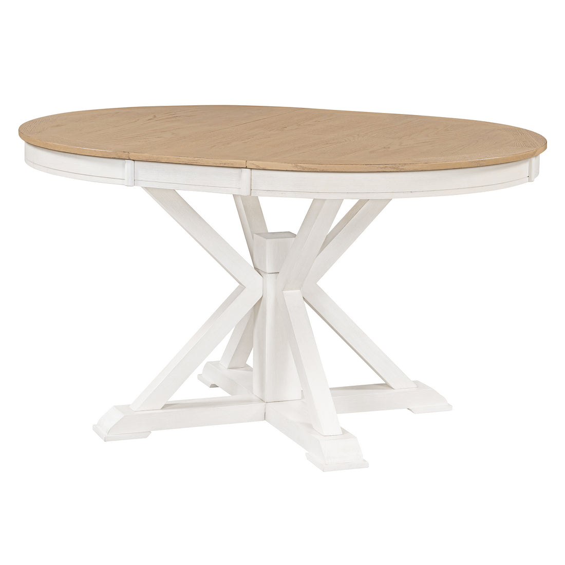 Retro Functional Extendable Dining Table With A 12" Leaf For Dining Room And Living Room Oak Natural Wood Off White Oak Natural Wood Off White Solid Wood Mdf