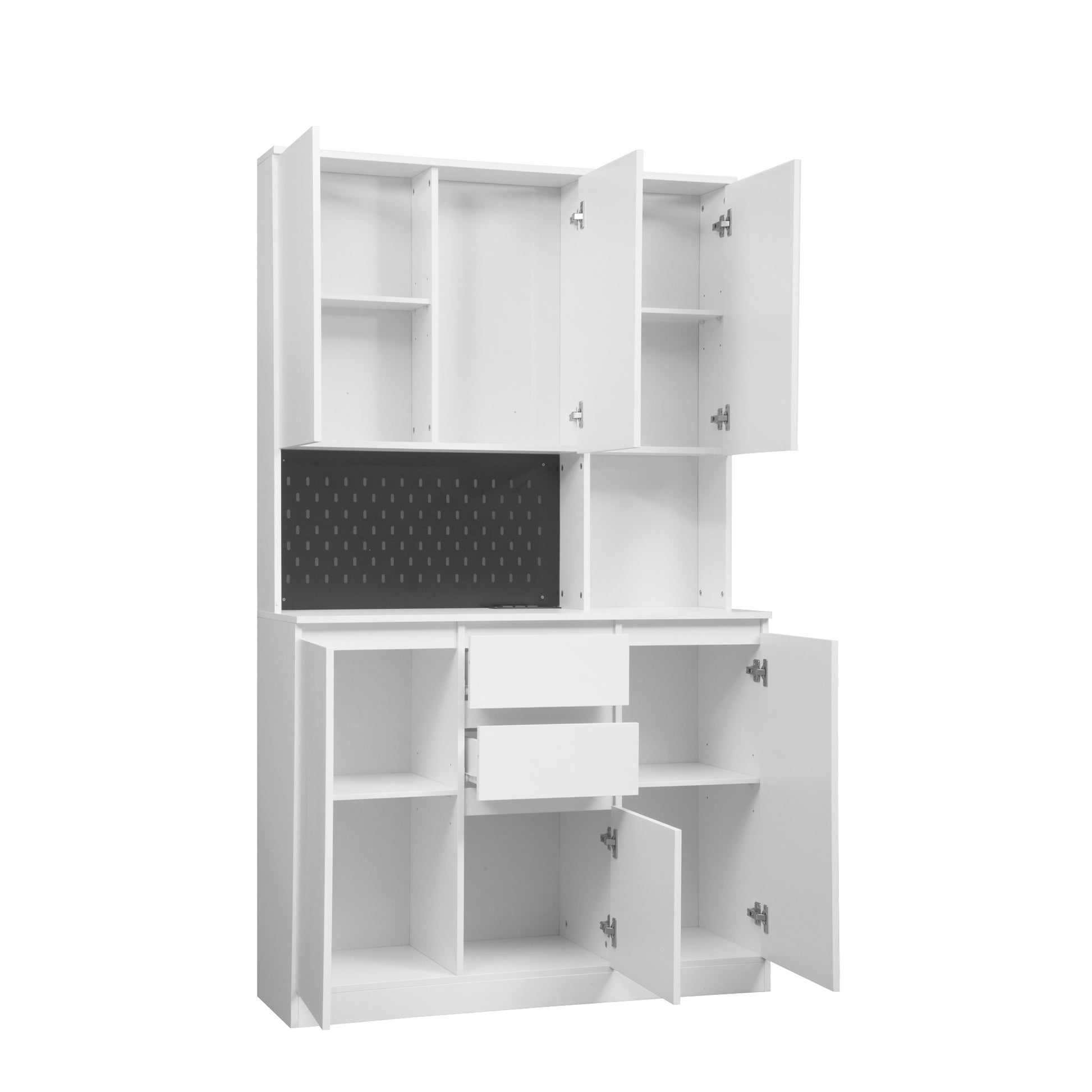 74" Kitchen Pantry Cabinet With Charging - White