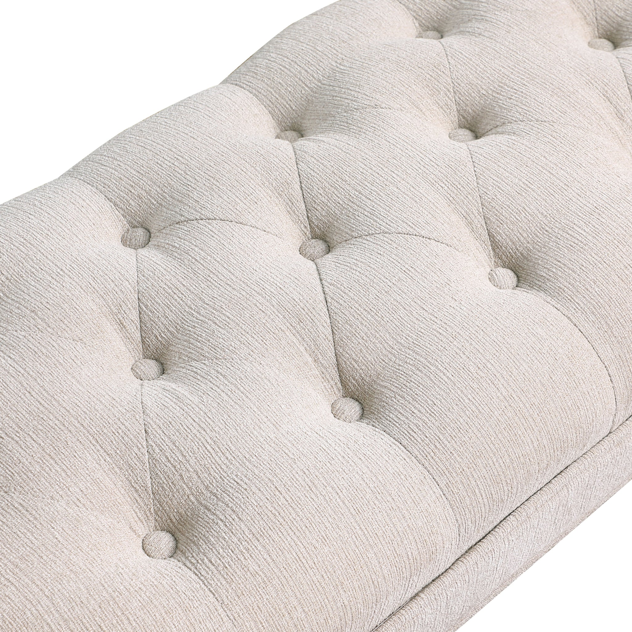 Bed end bench, button tufted design, bedroom