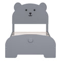 Twin Size Wood Platform Bed With Bear Shaped Headboard And Footboard,Gray Gray Wood