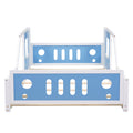 Full Size Classic Car Shaped Platform Bed With Wheels,Blue Blue Pine