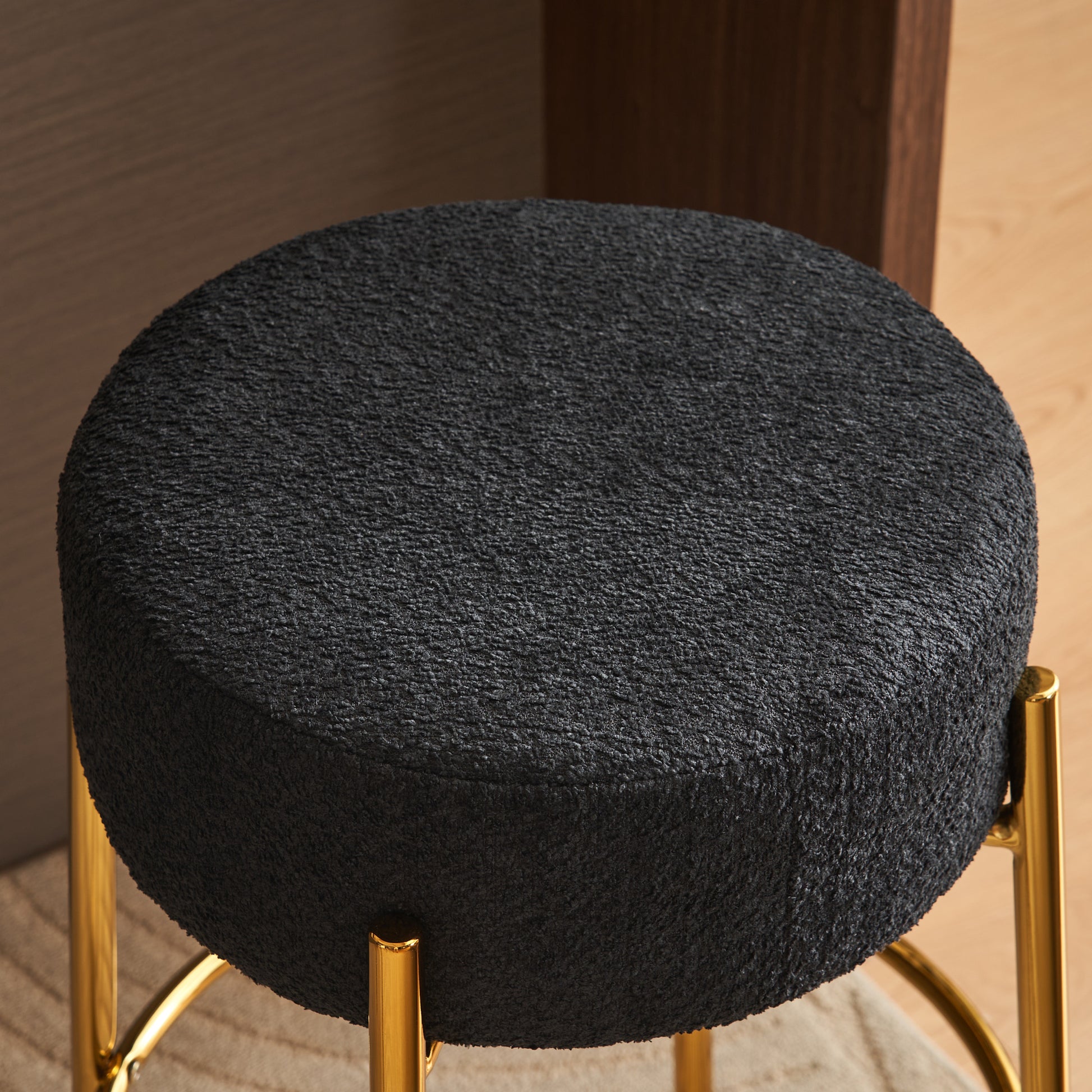 30" Tall, Round High Bar Stools, Set Of 2 Contemporary Upholstered Dining Stools For Kitchens, Coffee Shops And Bar Stores Includes Sturdy Hardware Support Legs Black Foam