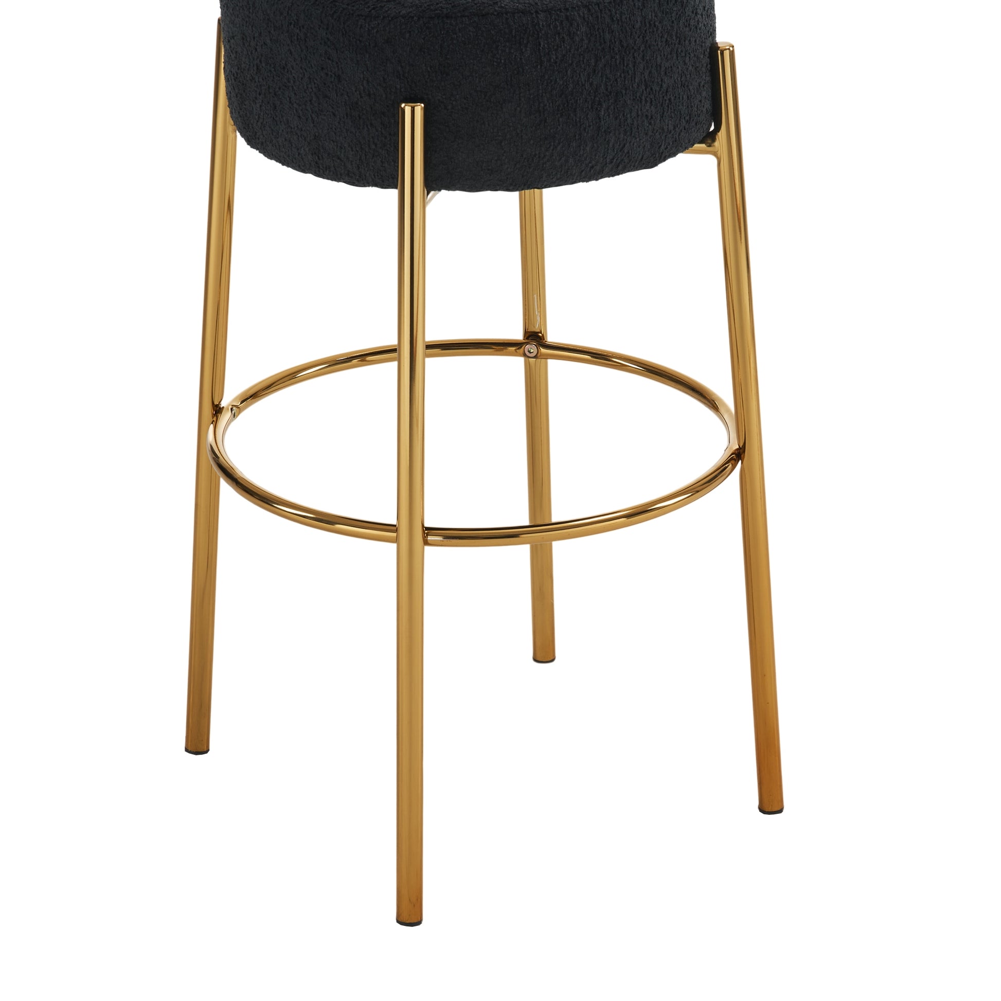 30" Tall, Round High Bar Stools, Set Of 2 Contemporary Upholstered Dining Stools For Kitchens, Coffee Shops And Bar Stores Includes Sturdy Hardware Support Legs Black Foam