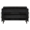 Storage Cabinet Sideboard Wooden Cabinet With 2 Metal Handles And 2 Doors For Hallway, Entryway, Living Room Black Mdf