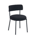 Set Of 2 Mid Century Modern Dining Chairs Teddy Fabric Upholstery Curved Back Metal Frame Black Elegant And Comfortable Kitchen Chairs Black Metal