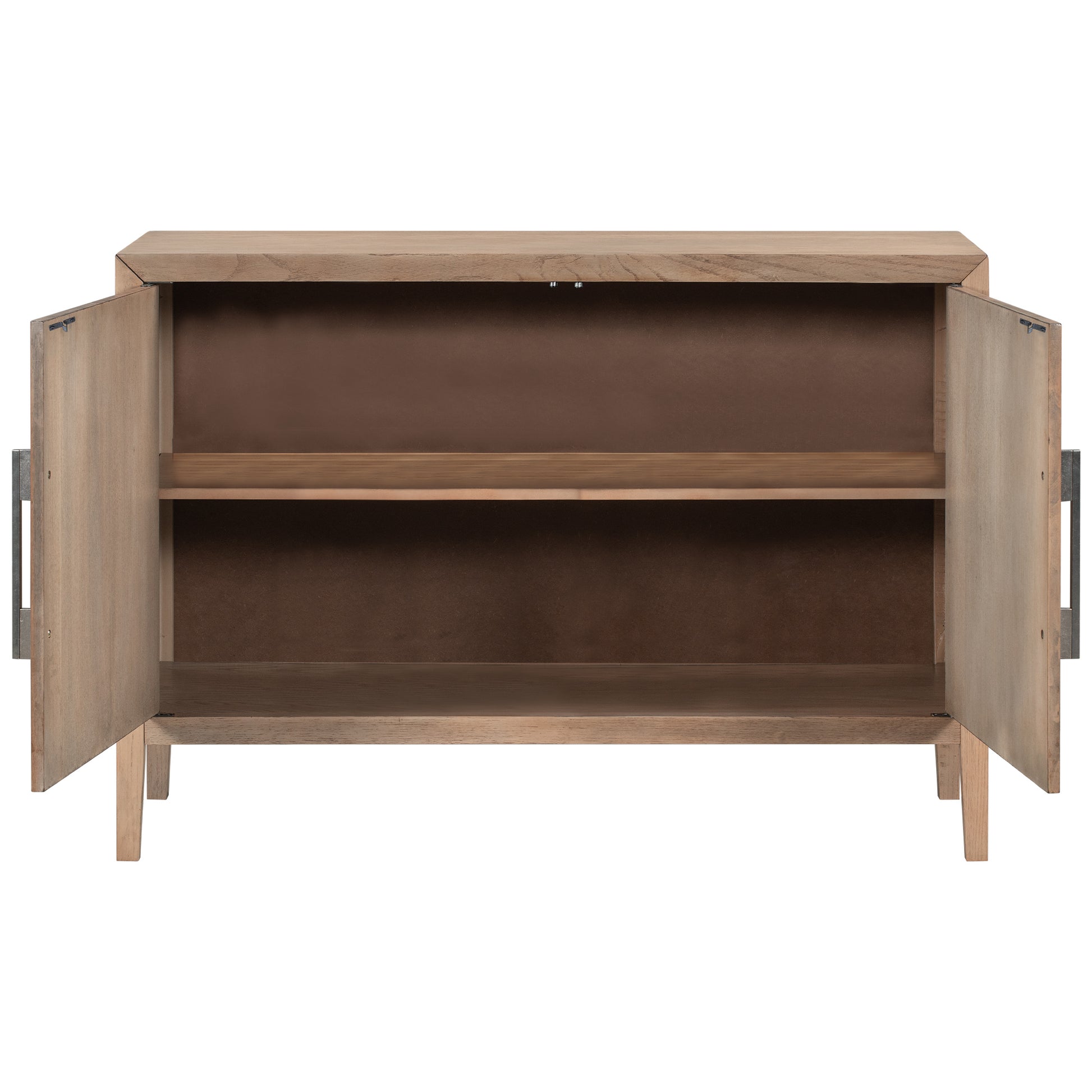 Storage Cabinet Sideboard Wooden Cabinet With 2 Metal Handles And 2 Doors For Hallway, Entryway, Living Room Beige Mdf