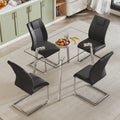 Glass Dining Table, Dining Chair Set, 4 Black Dining Chairs And 1 Dining Table Table Measures 51