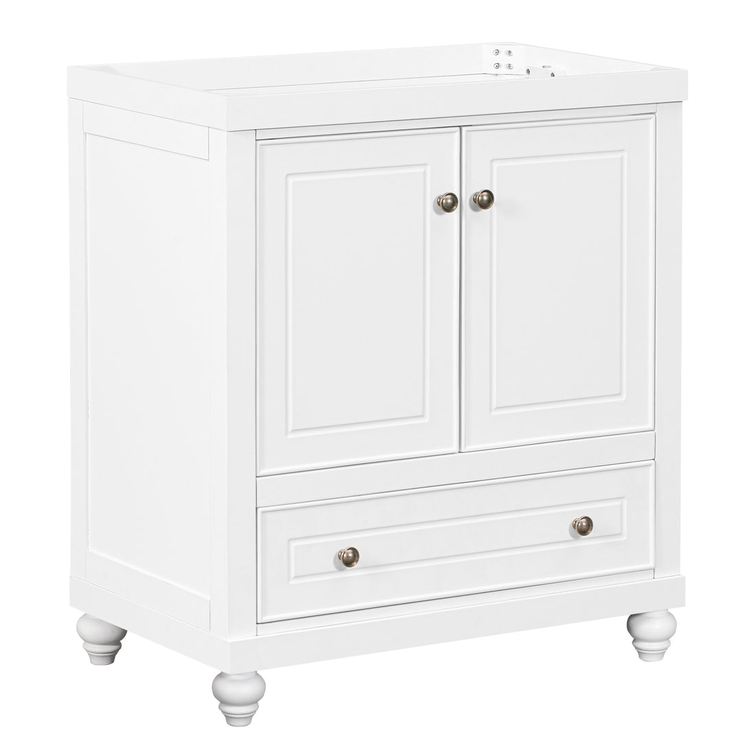 30" Bathroom Vanity without Sink, Base Only, Cabinet white-solid wood+mdf