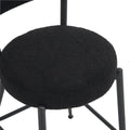 Set Of 2 Modern Teddy Fabric Upholstered Bar Stools Metal Base High Stool Suitable For Kitchen, Dining And Living Room Black Stylish And Comfortable Island Seating Black Metal