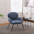 Modern Sherpa Chairs Accent Armchairs For Living Dining Room, Upholstered Chairs With Black Metal Legs, Comfy And Soft Chairs For Bedroom, Cute Vanity Chairs Blue Primary Living Space American Design Foam Faux Fur