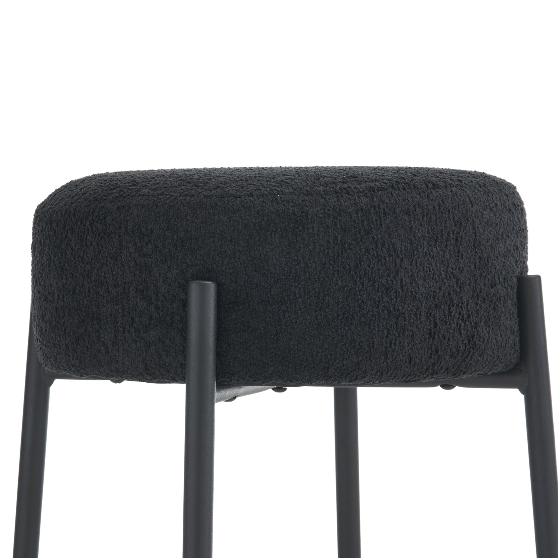 30" Tall, Round High Bar Stools, Set Of 2 Contemporary Upholstered Dining Stools For Kitchens, Coffee Shops And Bar Stores Includes Sturdy Hardware Support Legs Black Foam