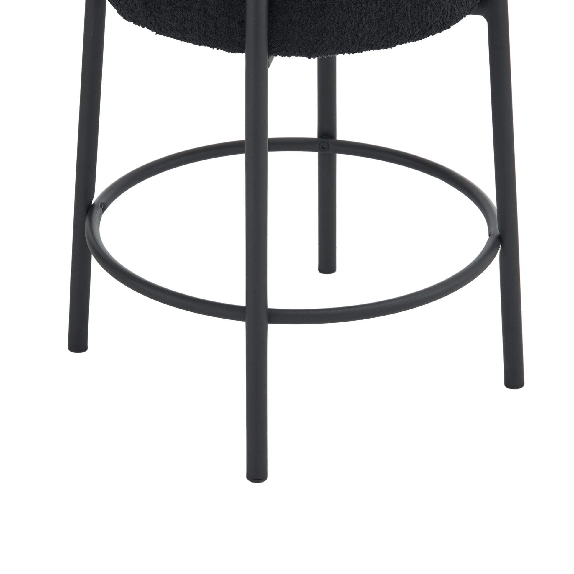 24" Tall, Round Bar Stools, Set Of 2 Contemporary Upholstered Dining Stools For Kitchens, Coffee Shops And Bar Stores Includes Sturdy Hardware Support Legs Black Foam