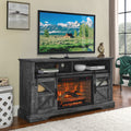 60 Inch Electric Fireplace Entertainment Center With Door Sensor Dark Rustic Oak Powder Coated Electric Dark Oak Vent Free Yes Insert Wood Stainless Steel Glass Electric