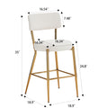 Set Of 2 Modern Teddy Fabric Upholstered Bar Stools Metal Base High Stool Suitable For Kitchen, Dining And Living Room Beige Stylish And Comfortable Island Seating Beige Metal