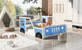 Full Size Classic Car Shaped Platform Bed With Wheels,Blue Blue Pine