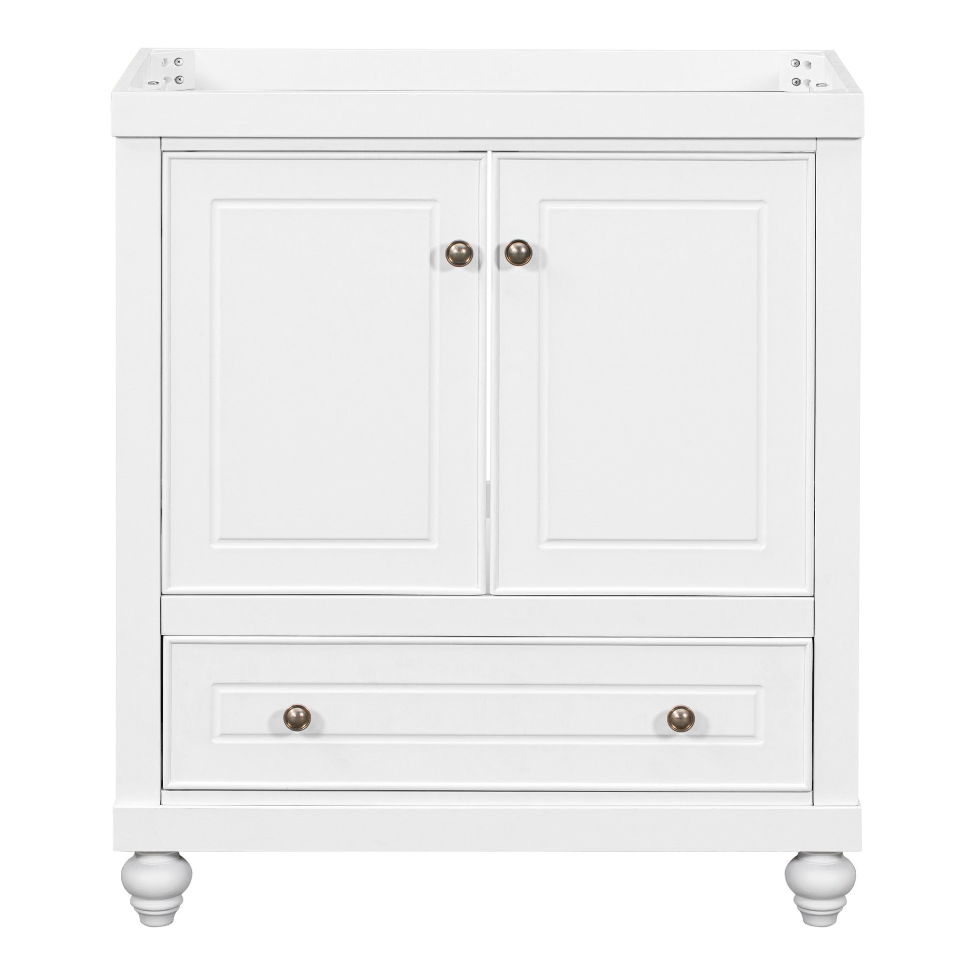 30" Bathroom Vanity Without Sink, Base Only, Cabinet With Doors And Drawer, Solid Frame And Mdf Board, White White Solid Wood Mdf