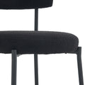 Set Of 2 Mid Century Modern Dining Chairs Teddy Fabric Upholstery Curved Back Metal Frame Black Elegant And Comfortable Kitchen Chairs Black Metal