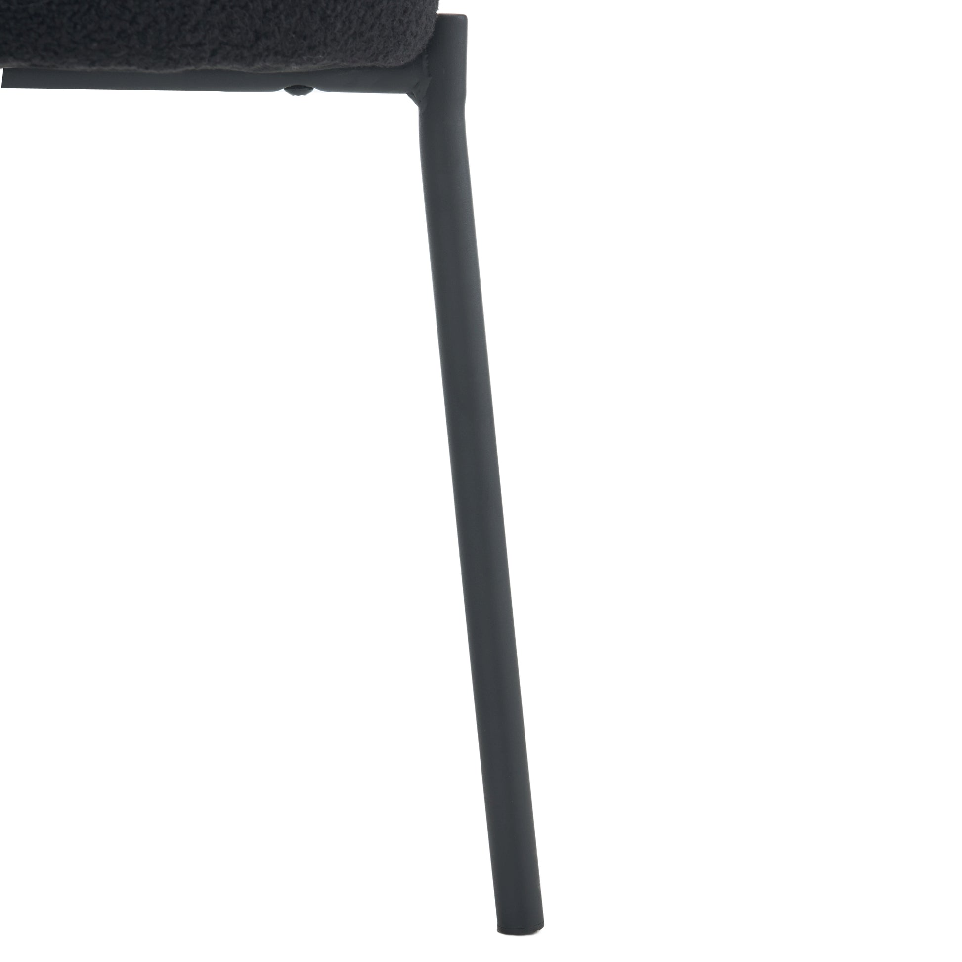 Set Of 2 Mid Century Modern Dining Chairs Teddy Fabric Upholstery Curved Back Metal Frame Black Elegant And Comfortable Kitchen Chairs Black Metal