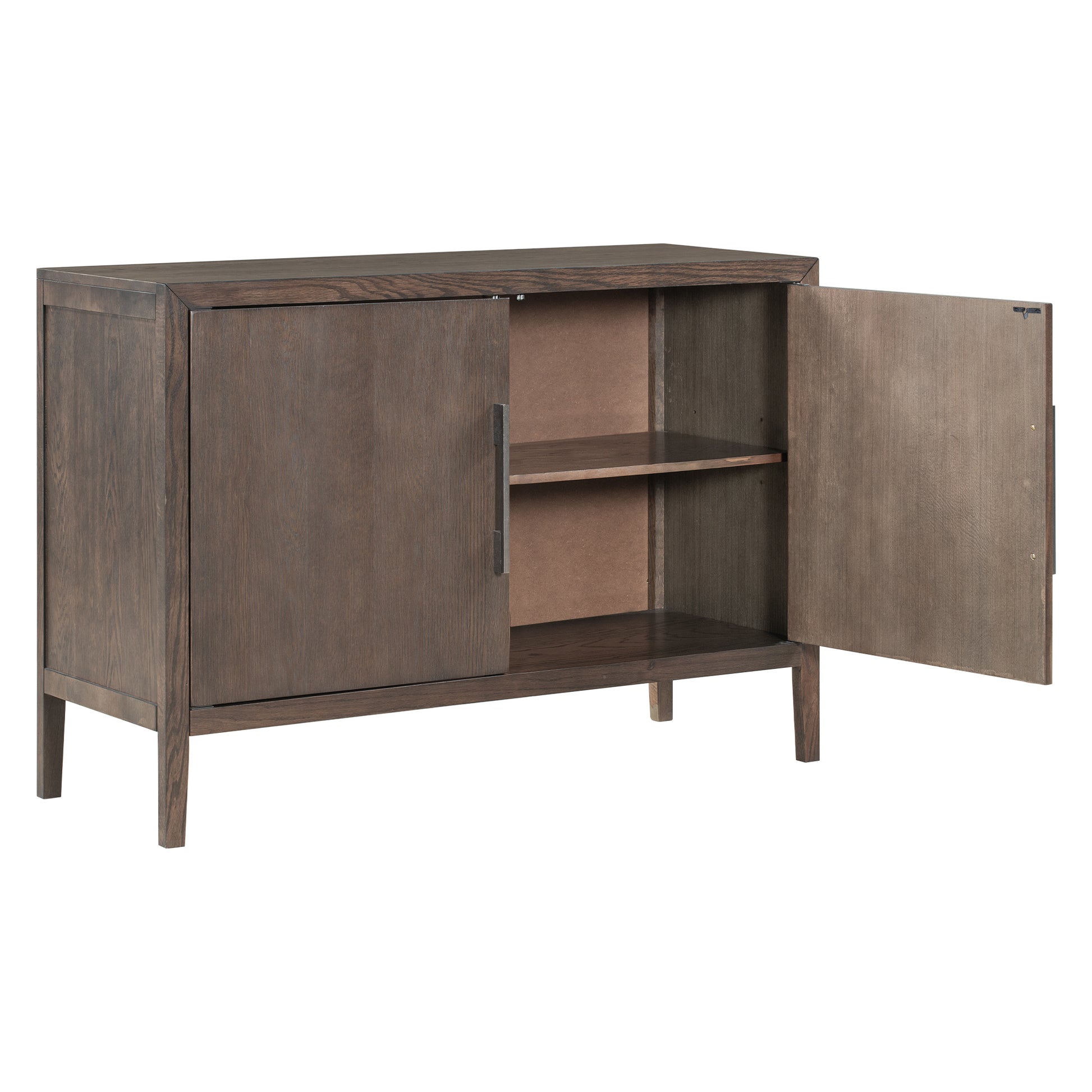 Storage Cabinet Sideboard Wooden Cabinet With 2 Metal Handles And 2 Doors For Hallway, Entryway, Living Room Espresso Mdf