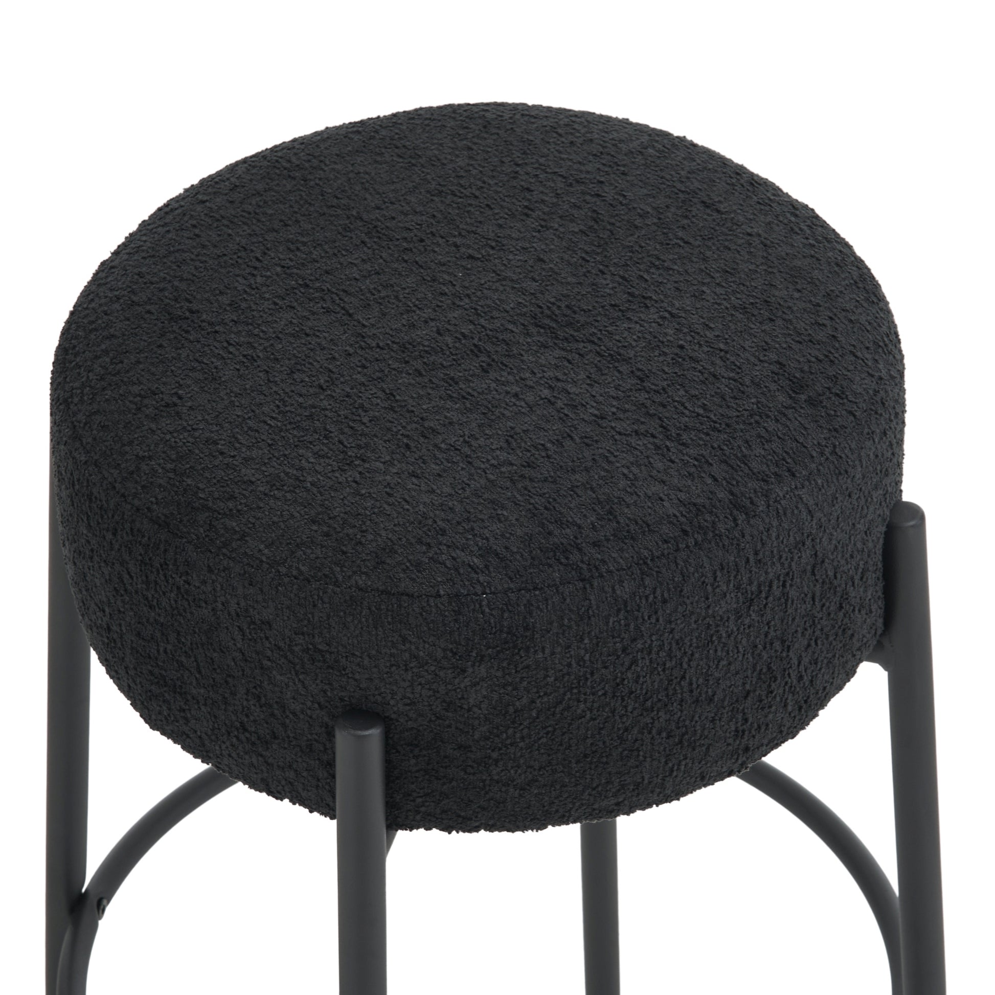 30" Tall, Round High Bar Stools, Set Of 2 Contemporary Upholstered Dining Stools For Kitchens, Coffee Shops And Bar Stores Includes Sturdy Hardware Support Legs Black Foam