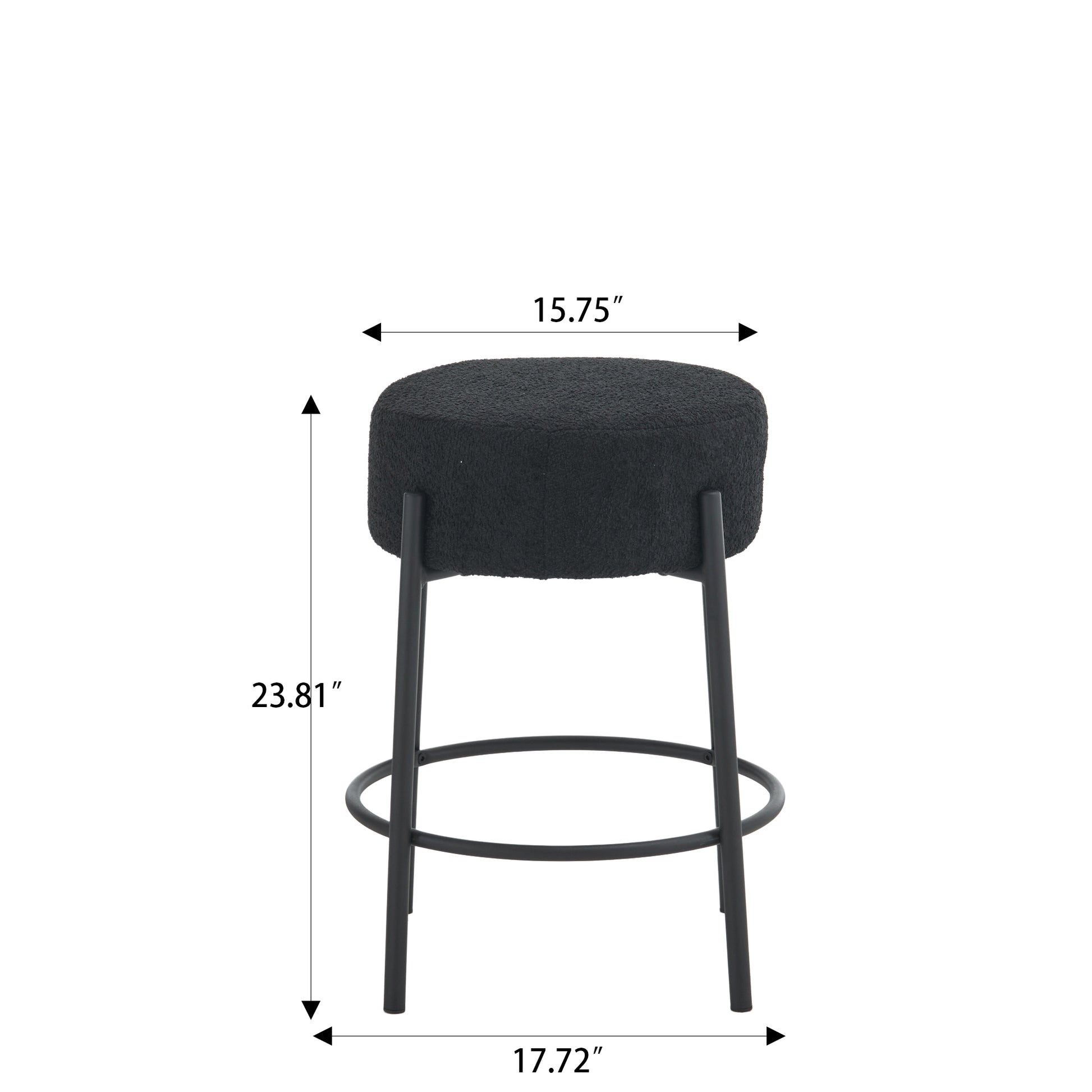 24" Tall, Round Bar Stools, Set Of 2 Contemporary Upholstered Dining Stools For Kitchens, Coffee Shops And Bar Stores Includes Sturdy Hardware Support Legs Black Foam