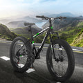 S26109 26 Inch Fat Tire Bike Adult Youth Full Shimano 21 Speed Mountain Bike, Dual Disc Brake, High Carbon Steel Frame, Front Suspension, Mountain Trail Bike, Urban Commuter City Bicycle Cycling Black Without Anti Slip Garden & Outdoor American Design