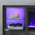 60 Inch Electric Fireplace Media Tv Stand With Sync Colorful Led Lights Dark Rustic Oak Color Powder Coated No Electric Dark Oak Vent Free Primary Living Space Yes Insert Wood Stainless Steel Glass Electric