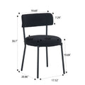 Set Of 2 Mid Century Modern Dining Chairs Teddy Fabric Upholstery Curved Back Metal Frame Black Elegant And Comfortable Kitchen Chairs Black Metal
