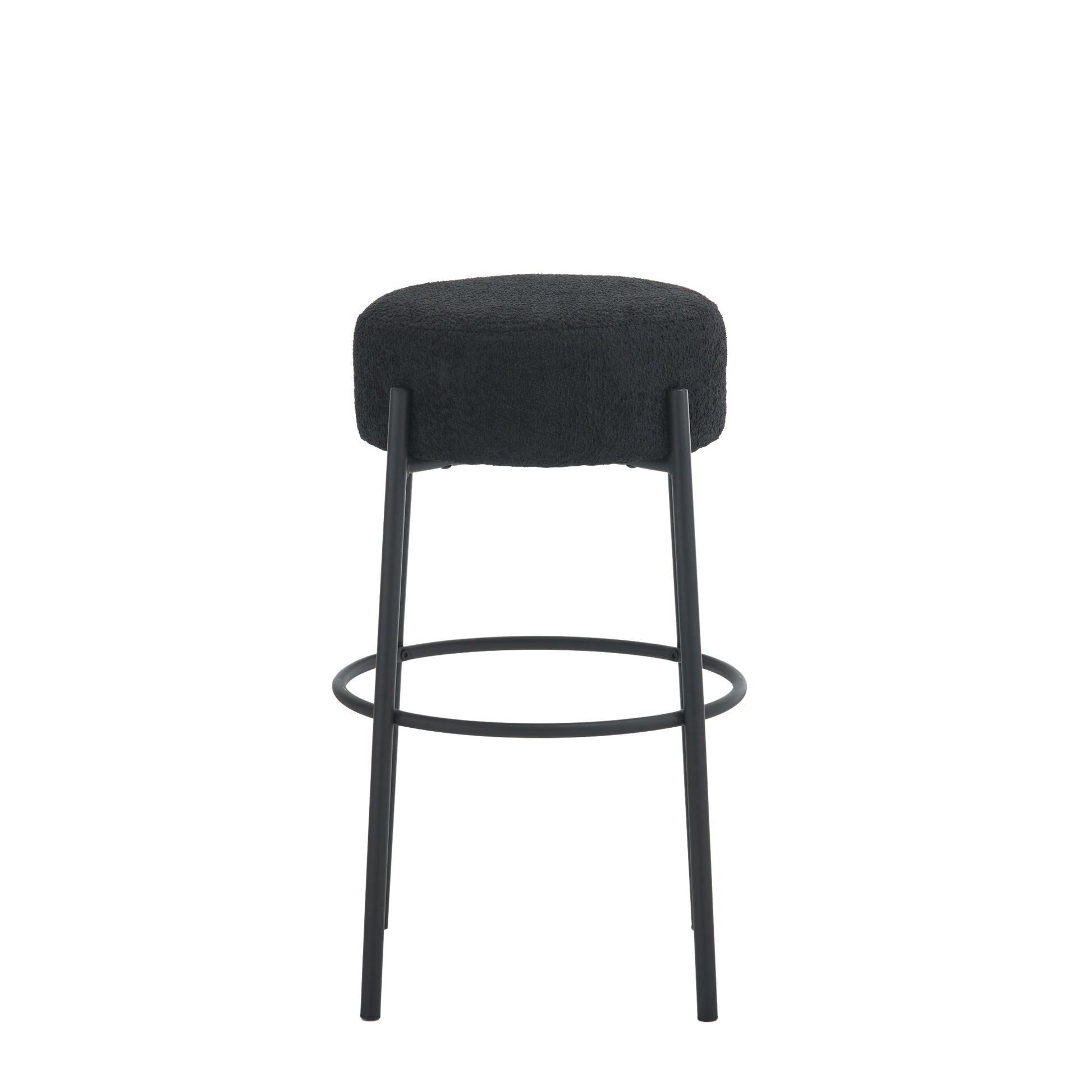 30" Tall, Round High Bar Stools, Set Of 2 Contemporary Upholstered Dining Stools For Kitchens, Coffee Shops And Bar Stores Includes Sturdy Hardware Support Legs Black Foam