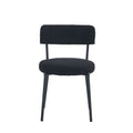 Set Of 2 Mid Century Modern Dining Chairs Teddy Fabric Upholstery Curved Back Metal Frame Black Elegant And Comfortable Kitchen Chairs Black Metal