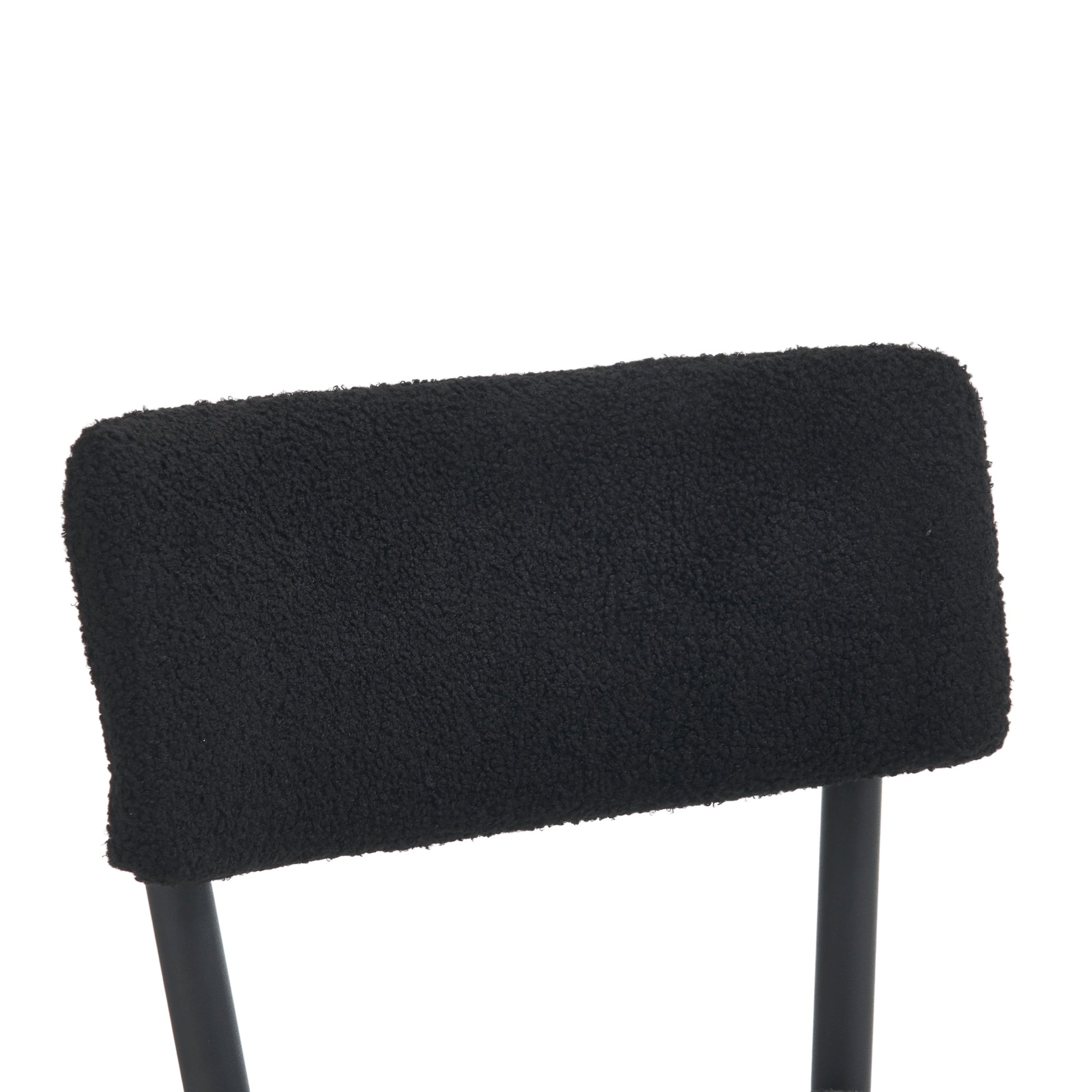 Set Of 2 Modern Teddy Fabric Upholstered Bar Stools Metal Base High Stool Suitable For Kitchen, Dining And Living Room Black Stylish And Comfortable Island Seating Black Metal