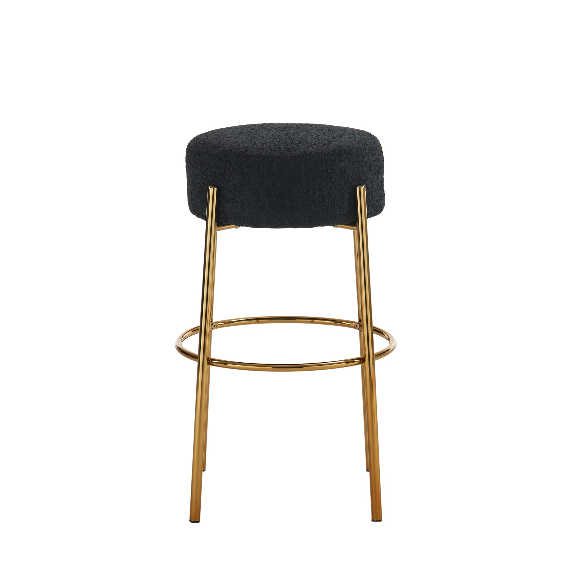 30" Tall, Round High Bar Stools, Set Of 2 Contemporary Upholstered Dining Stools For Kitchens, Coffee Shops And Bar Stores Includes Sturdy Hardware Support Legs Black Foam
