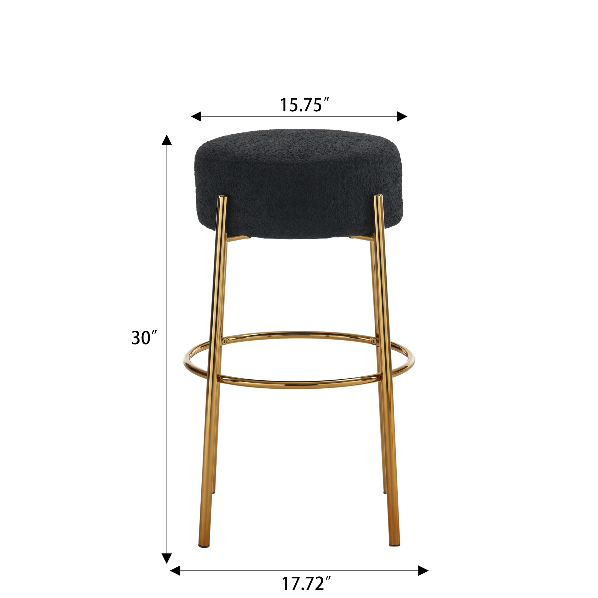 30" Tall, Round High Bar Stools, Set Of 2 Contemporary Upholstered Dining Stools For Kitchens, Coffee Shops And Bar Stores Includes Sturdy Hardware Support Legs Black Foam