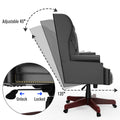 330Lbs Executive Office Chair, Ergonomic Design High Back Reclining Comfortable Desk Chair Black Black Pu Leather