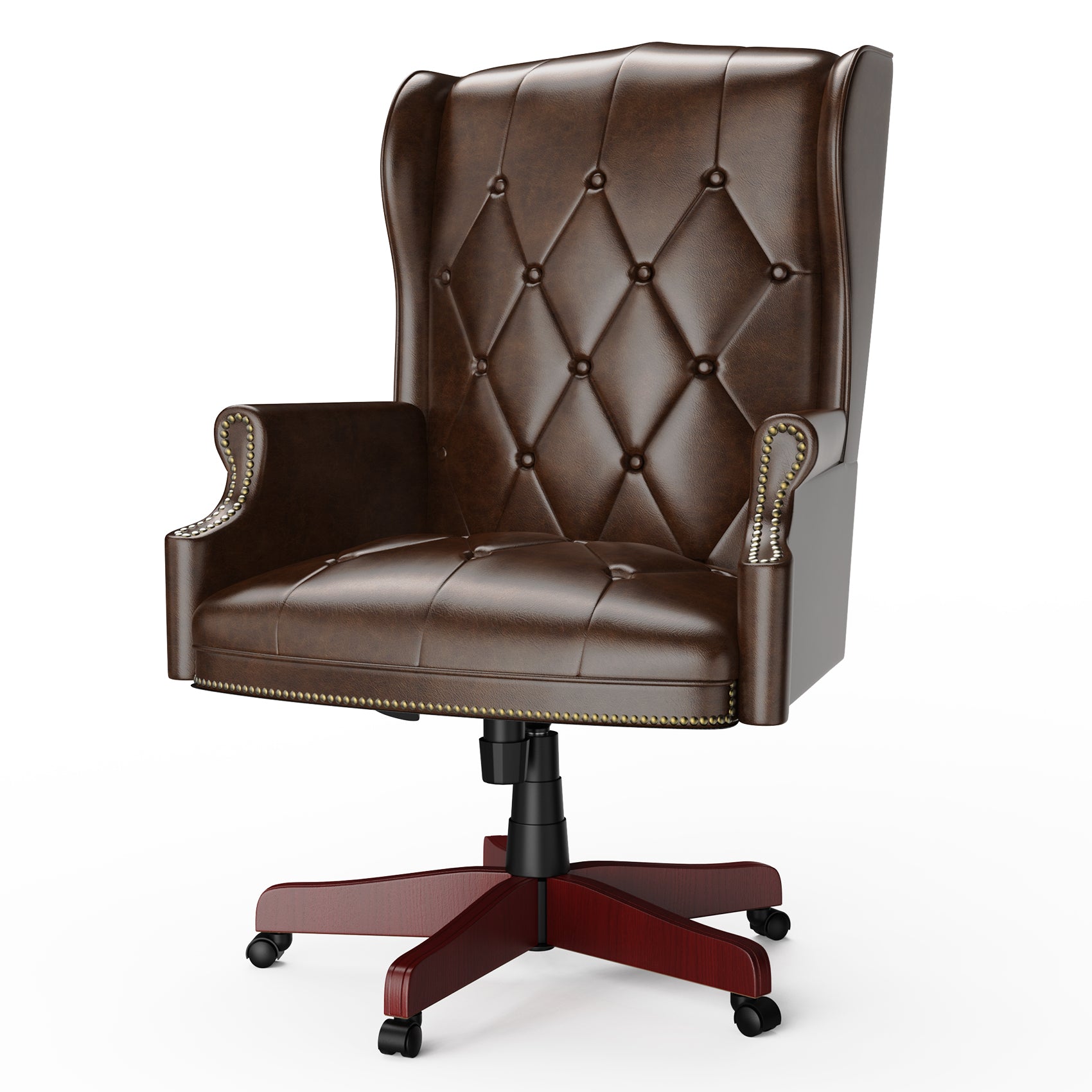 330Lbs Executive Office Chair, Ergonomic Design High Back Reclining Comfortable Desk Chair Brown Brown Pu Leather