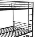 Full Over Full Metal Bunk Bed With Shelf And Guardrails, Black Black Steel