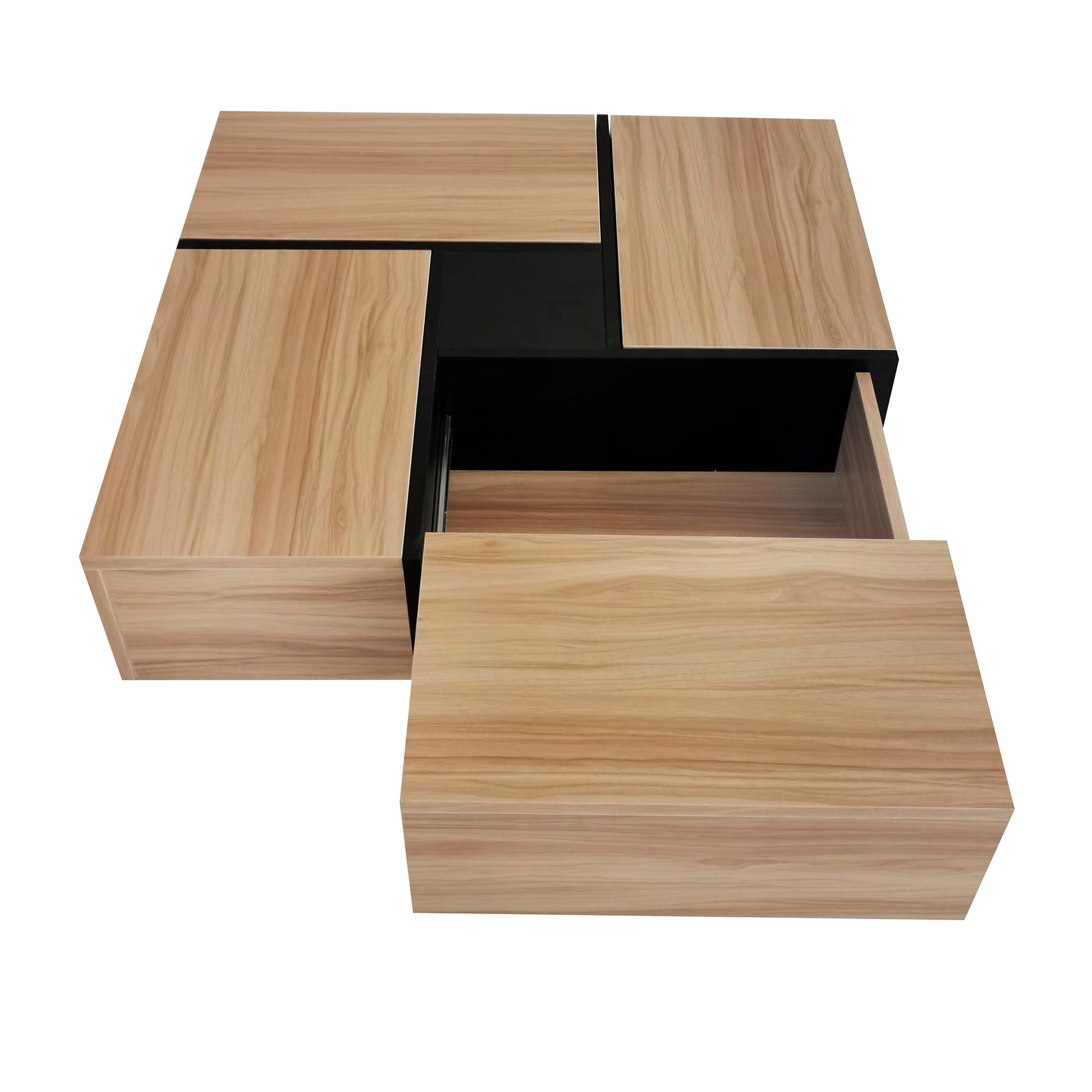 Unique Design Coffee Table With 4 Hidden Storage Compartments, Square Cocktail Table With Extendable Sliding Tabletop, Uv High Gloss Design Center Table For Living Room, 31.5"X 31.5" Brown Soft Close Drawers Primary Living Space Freestanding Square